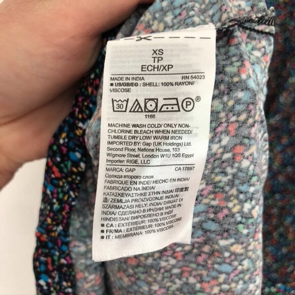 GAP Sleeveless Tie Back Swing Tank Dress Black Rainbow Blue Red Rayon Mini XS - Picture 8 of 11